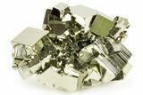 Gleaming Striated Cubic Pyrite Cluster - Peru #372794-1